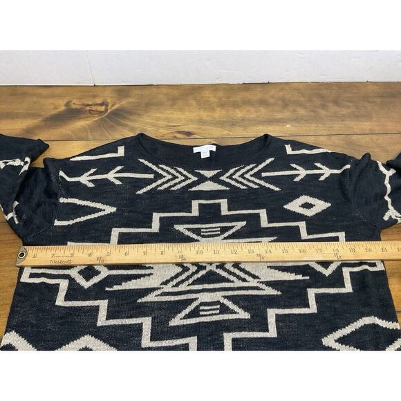 J Jill Linen Tribal Print Blouse Shirt Size Small Petite - Picture 5 of 7